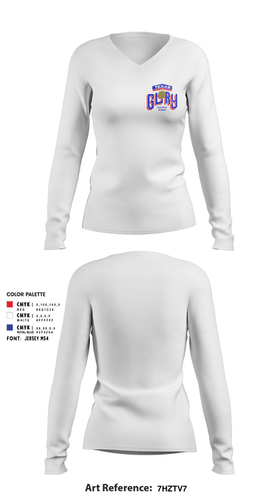 Texas Glory Fastpitch 19340347 Women's Long Sleeve V-neck Shirt - 4