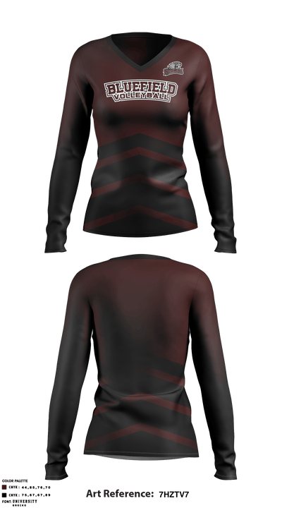 Bluefield High School Volleyball 45462865 Women's Long Sleeve V-neck Shirt - 1
