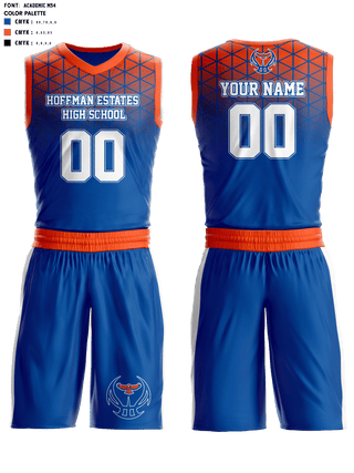 Basketball Uniform, Hoffman Estates High School Basketball, Men's Basketball, Teamtime, Team time, sublimation, custom sports apparel, team uniforms, spirit wear, spiritwear, sports uniforms, custom shirts, team store, custom team store, fundraiser sports, apparel fundraiser