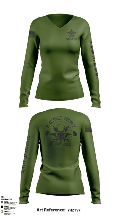 RCSO Fugitive Unit 21938388 Women's Long Sleeve V-neck Shirt - 3