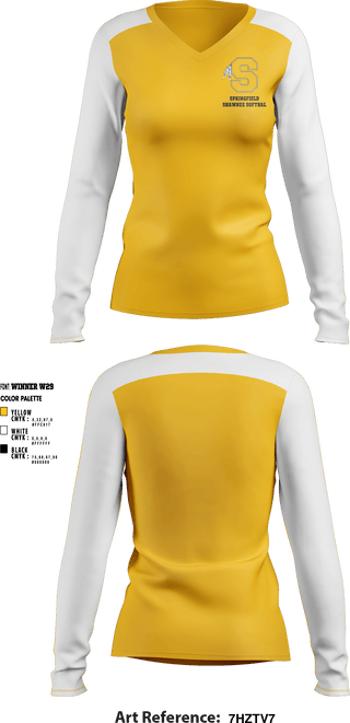 Women's Long Sleeve Vneck Shirt, Springfield Shawnee BYSA, Spirit Store, Teamtime, Team time, sublimation, custom sports apparel, team uniforms, spirit wear, spiritwear, sports uniforms, custom shirts, team store, custom team store, fundraiser sports, apparel fundraiser