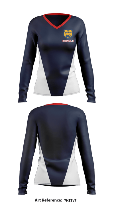 Beville Middle Schoo 72263658 Women's Long Sleeve V-neck Shirt - 1