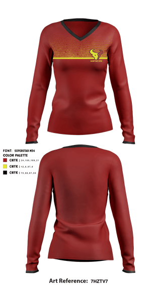 Women's Long Sleeve Vneck Shirt, Hampton Cove Middle School, , Teamtime, Team time, sublimation, custom sports apparel, team uniforms, spirit wear, spiritwear, sports uniforms, custom shirts, team store, custom team store, fundraiser sports, apparel fundraiser