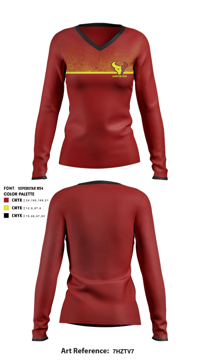 Hampton Cove Middle School 33906534 Women's Long Sleeve V-neck Shirt - 2
