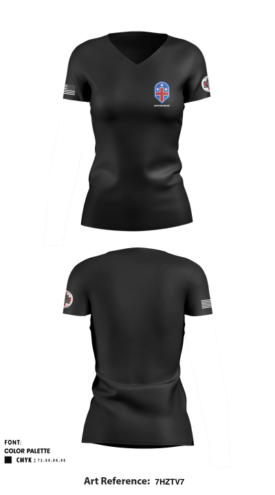 349th Med Aug Det 13943093 Women's Short Sleeve V-neck Shirt - 1