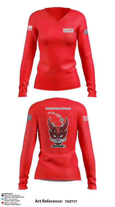 205th MI BN DISE 96750287 Women's Long Sleeve V-neck Shirt - 3