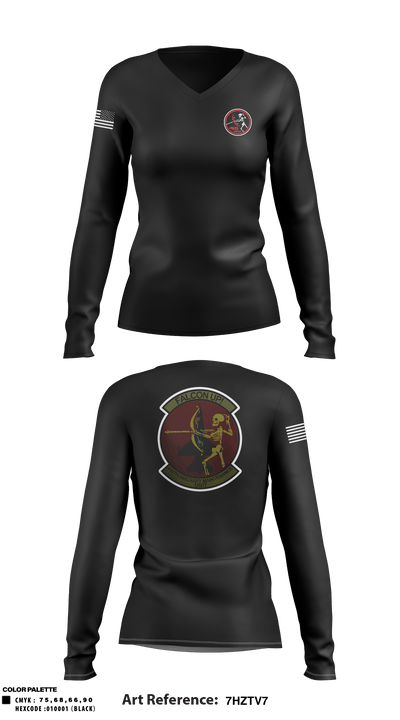 416 AMU 80199720 Women's Long Sleeve V-neck Shirt - 1