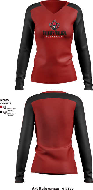 Women's Long Sleeve Vneck Shirt, Trinity Valley Community College Softball, Softball, Teamtime, Team time, sublimation, custom sports apparel, team uniforms, spirit wear, spiritwear, sports uniforms, custom shirts, team store, custom team store, fundraiser sports, apparel fundraiser