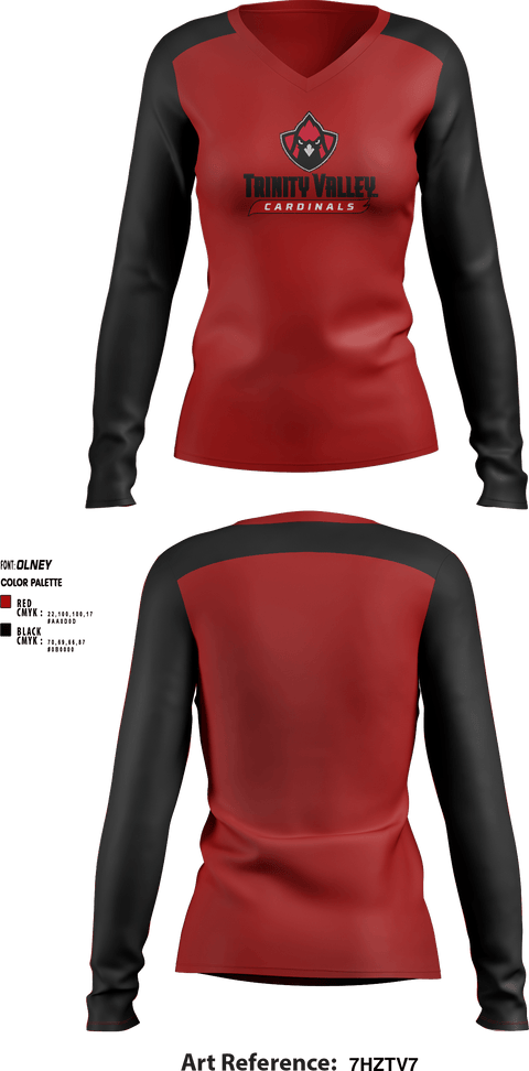 Women's Long Sleeve Vneck Shirt, Trinity Valley Community College Softball, Softball, Teamtime, Team time, sublimation, custom sports apparel, team uniforms, spirit wear, spiritwear, sports uniforms, custom shirts, team store, custom team store, fundraiser sports, apparel fundraiser
