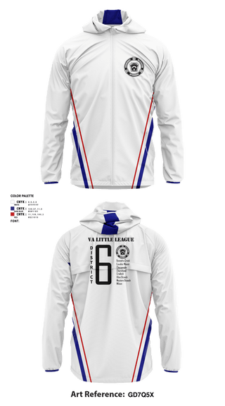 Windbreaker, Virginia District 6 Little League, Baseball, Teamtime, Team time, sublimation, custom sports apparel, team uniforms, spirit wear, spiritwear, sports uniforms, custom shirts, team store, custom team store, fundraiser sports, apparel fundraiser