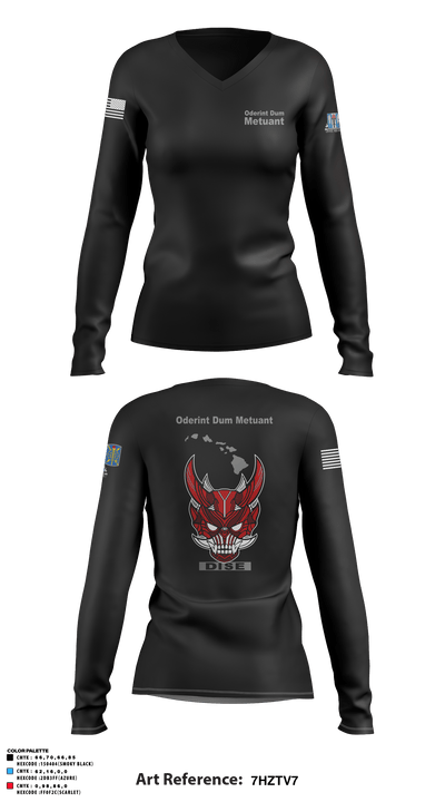 205th MI BN DISE 96750287 Women's Long Sleeve V-neck Shirt - 1