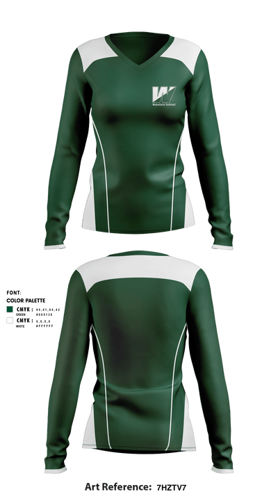 Wakefield High School Softball 45699229 Women's Long Sleeve V-neck Shirt - 1