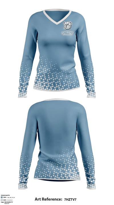 Sweeny High School Swimming 68123214 Women's Long Sleeve V-neck Shirt - 1
