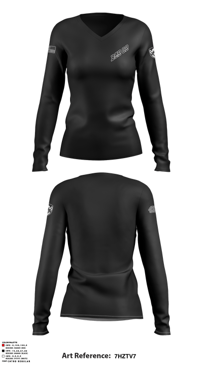 3BEB, Bad Co 50858334 Women's Long Sleeve V-neck Shirt - 2