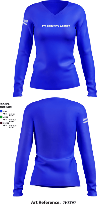 TTP Security Agency 5423198 Women's Long Sleeve V-neck Shirt - 1
