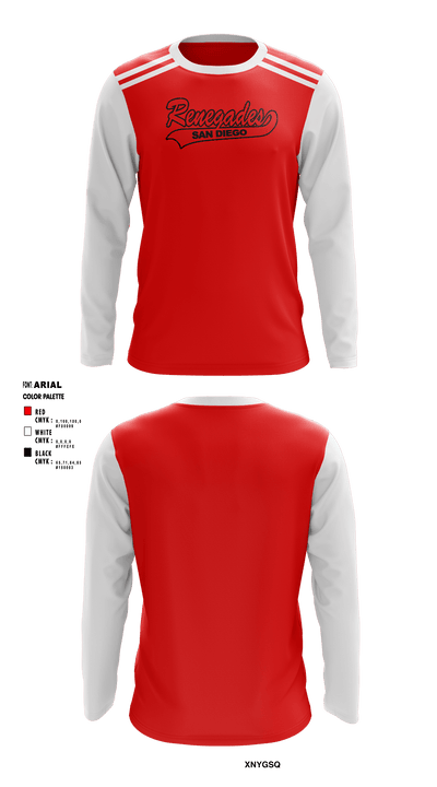 San Diego Renegades 80499290 Long Sleeve Performance Shirt - 1
