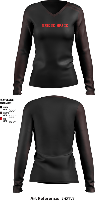 Unique Space 65520288 Women's Long Sleeve V-neck Shirt - 1