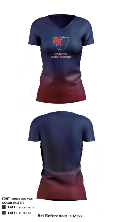 Freedom Girls Weightlifting 91032848 Women's Short Sleeve V-neck Shirt - 1
