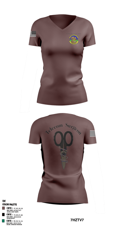 214 EIS 23605993 Women's Short Sleeve V-neck Shirt - 1