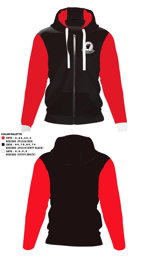 Zip Hoodie, Weaver Bearcats, Women's Volleyball, Teamtime, Team time, sublimation, custom sports apparel, team uniforms, spirit wear, spiritwear, sports uniforms, custom shirts, team store, custom team store, fundraiser sports, apparel fundraiser