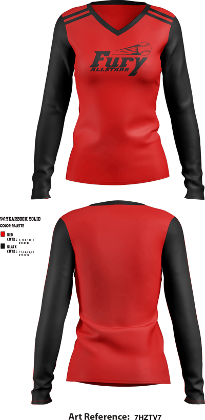 Niles Township Fury 16589920 Women's Long Sleeve V-neck Shirt - 2