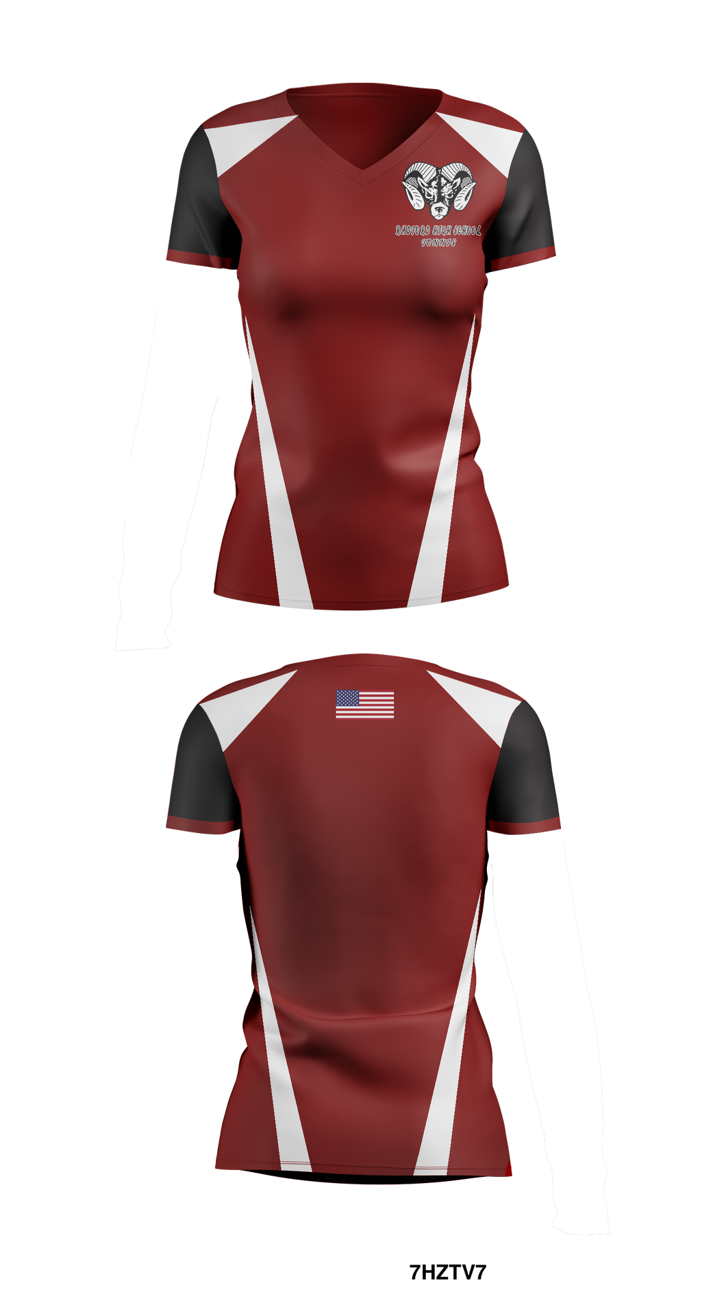 Radford High School Tennis 7351211 Women's Short Sleeve V-neck Shirt - 1