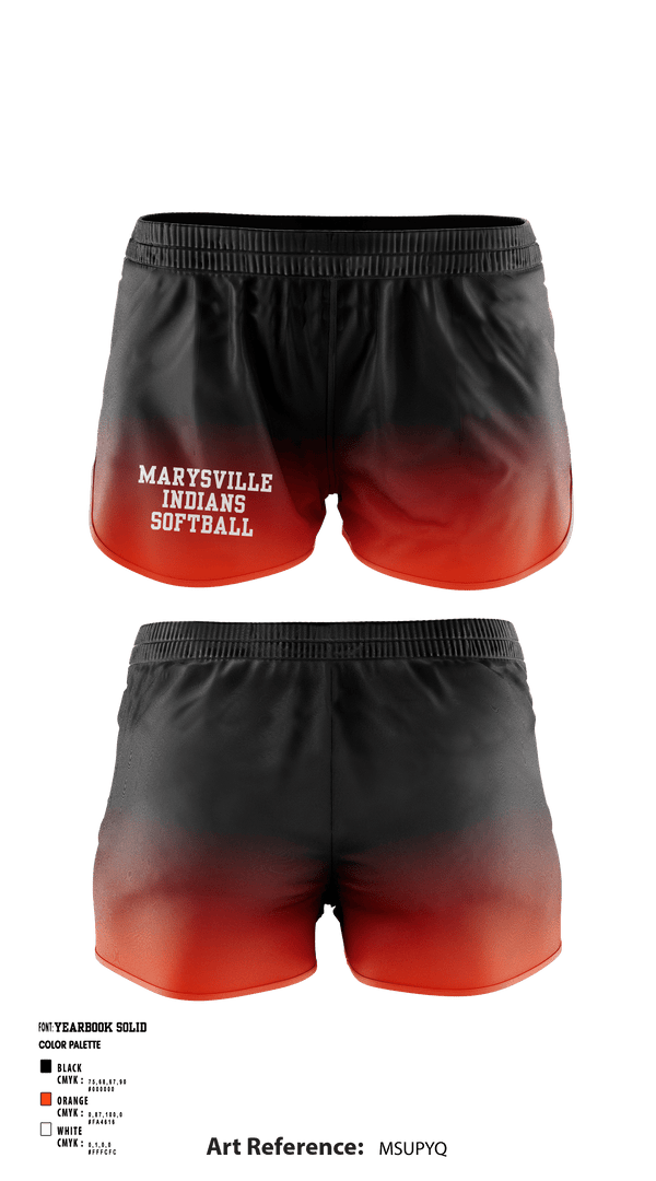 Women's Shorts, Marysville indians, Softball, Teamtime, Team time, sublimation, custom sports apparel, team uniforms, spirit wear, spiritwear, sports uniforms, custom shirts, team store, custom team store, fundraiser sports, apparel fundraiser