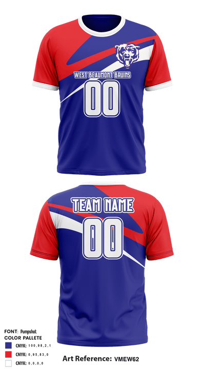 West Beaumont Bruins Intermediate Football League 61782474 Short Sleeve Performance Shirt - 2