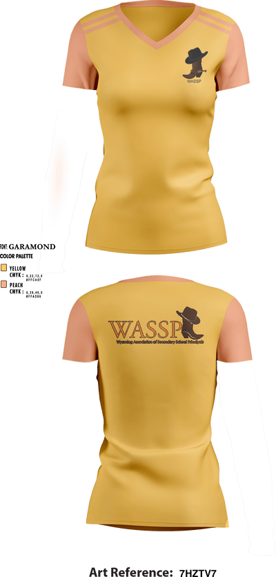 Wyoming Association of Secondary School Principals 79829296 Women's Short Sleeve V-neck Shirt - 3