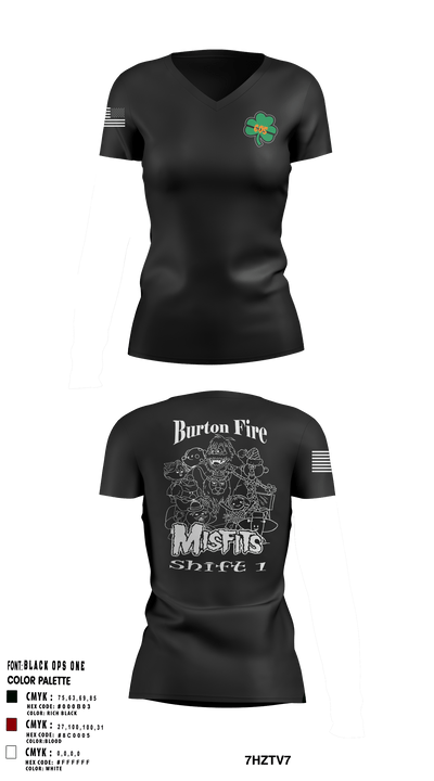 Burton Fire District Shift 1 94730632 Women's Short Sleeve V-neck Shirt - 2