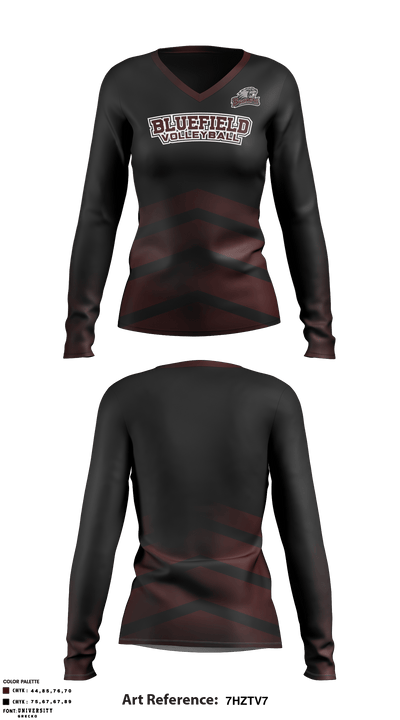 Bluefield High School Volleyball 45462865 Women's Long Sleeve V-neck Shirt - 2