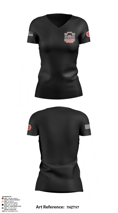 276th engineer company 74055705 Women's Short Sleeve V-neck Shirt - 3