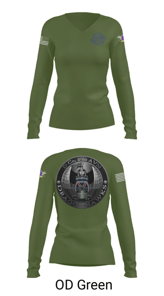 Women's Long Sleeve Vneck Shirt, , Army, Teamtime, Team time, sublimation, custom sports apparel, team uniforms, spirit wear, spiritwear, sports uniforms, custom shirts, team store, custom team store, fundraiser sports, apparel fundraiser