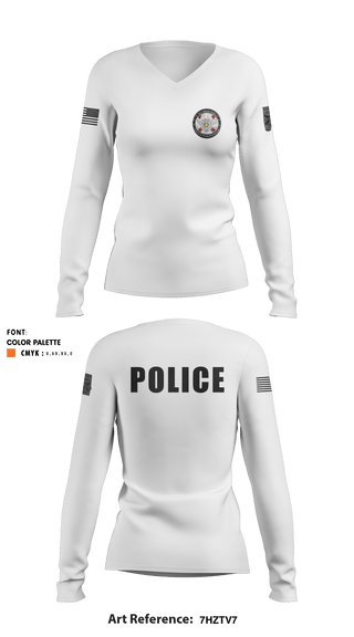 Women's Long Sleeve Vneck Shirt, Bay Minette Police Department, Police, Teamtime, Team time, sublimation, custom sports apparel, team uniforms, spirit wear, spiritwear, sports uniforms, custom shirts, team store, custom team store, fundraiser sports, apparel fundraiser