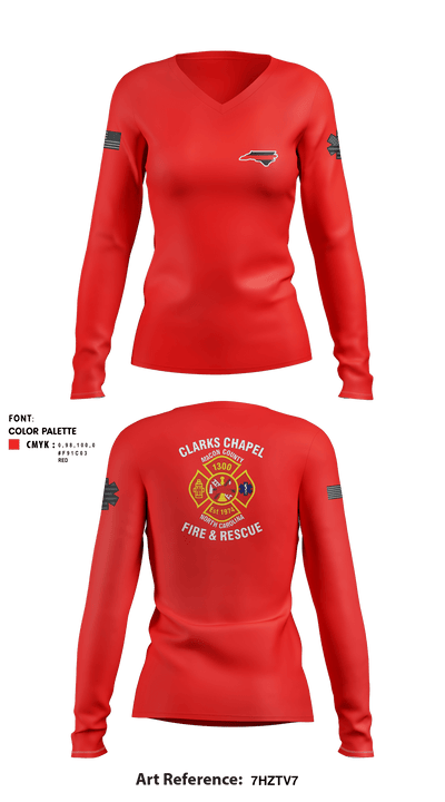 Clarks Chapel Fire & Rescue 66405091 Women's Long Sleeve V-neck Shirt - 3