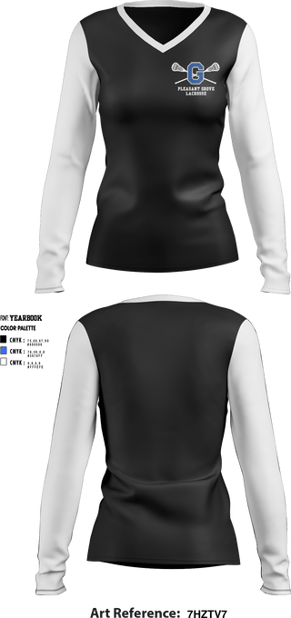 Women's Long Sleeve Vneck Shirt, Pleasant Grove High School Lacrosse, Women's Lacrosse, Teamtime, Team time, sublimation, custom sports apparel, team uniforms, spirit wear, spiritwear, sports uniforms, custom shirts, team store, custom team store, fundraiser sports, apparel fundraiser