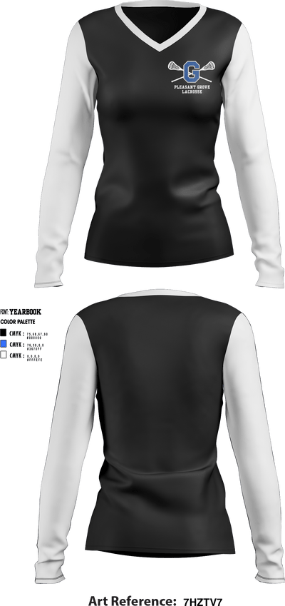 Pleasant Grove High School Lacrosse 63256449 Women's Long Sleeve V-neck Shirt - 4
