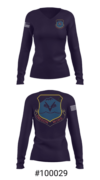 Oregon Wing CAP 9420662 Women's Long Sleeve V-neck Shirt - 37