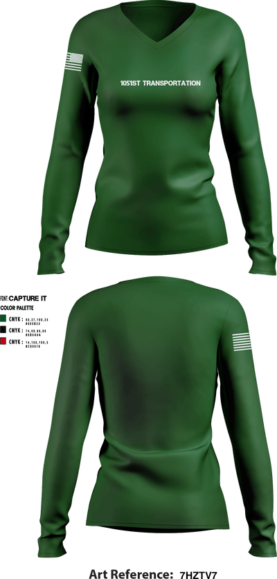 1051st Transportation 729902 Women's Long Sleeve V-neck Shirt - 1
