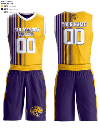 Basketball Uniform, San Jose City College Basketball, Men's Basketball, Teamtime, Team time, sublimation, custom sports apparel, team uniforms, spirit wear, spiritwear, sports uniforms, custom shirts, team store, custom team store, fundraiser sports, apparel fundraiser