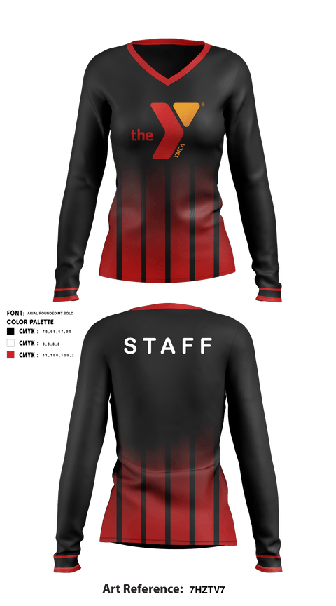 Women's Long Sleeve Vneck Shirt, YMCA of Greater Louisville Youth Sports, School Spirit Store, Teamtime, Team time, sublimation, custom sports apparel, team uniforms, spirit wear, spiritwear, sports uniforms, custom shirts, team store, custom team store, fundraiser sports, apparel fundraiser