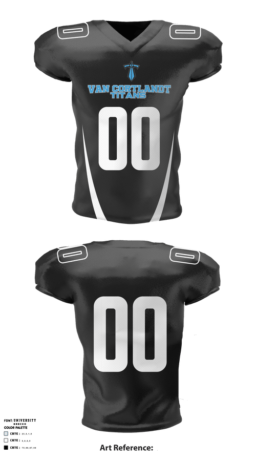 Football Jersey, Van Cortlandt Titans, Football, Teamtime, Team time, sublimation, custom sports apparel, team uniforms, spirit wear, spiritwear, sports uniforms, custom shirts, team store, custom team store, fundraiser sports, apparel fundraiser