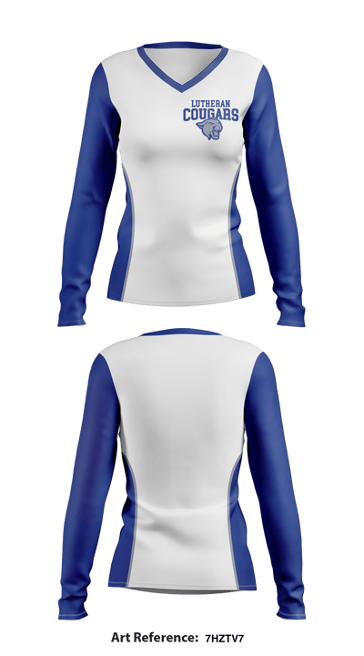 Lutheran High School Women's Volleyball 75701069 Women's Long Sleeve V-neck Shirt - 1