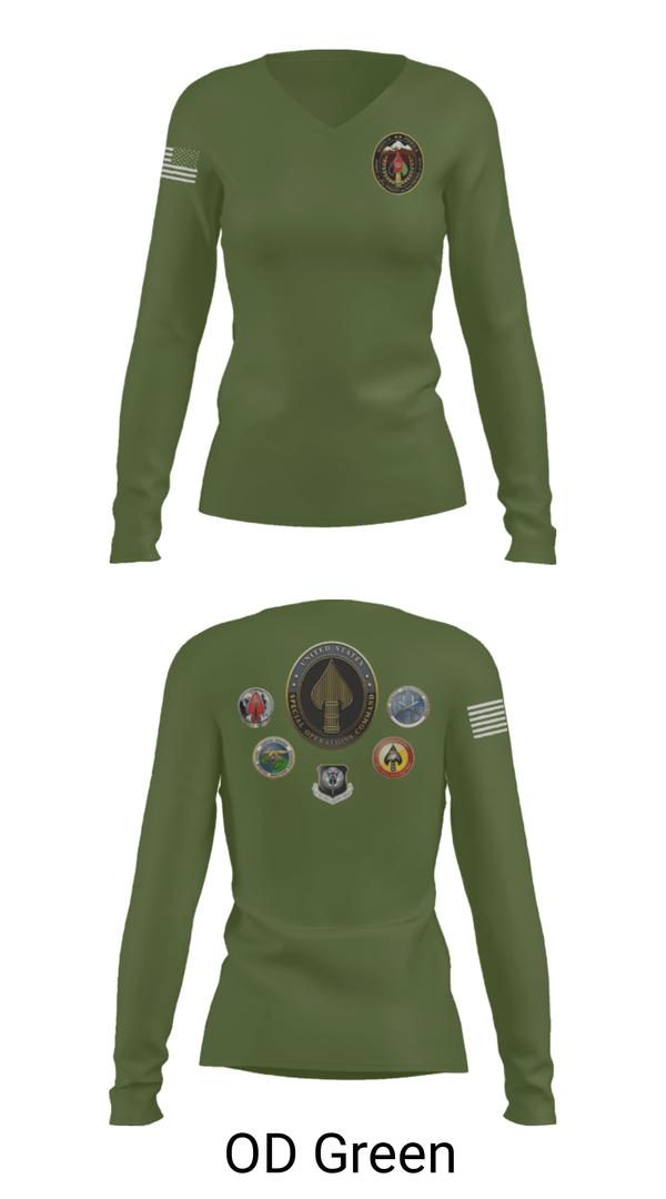 Women's Long Sleeve Vneck Shirt, , Army, Teamtime, Team time, sublimation, custom sports apparel, team uniforms, spirit wear, spiritwear, sports uniforms, custom shirts, team store, custom team store, fundraiser sports, apparel fundraiser