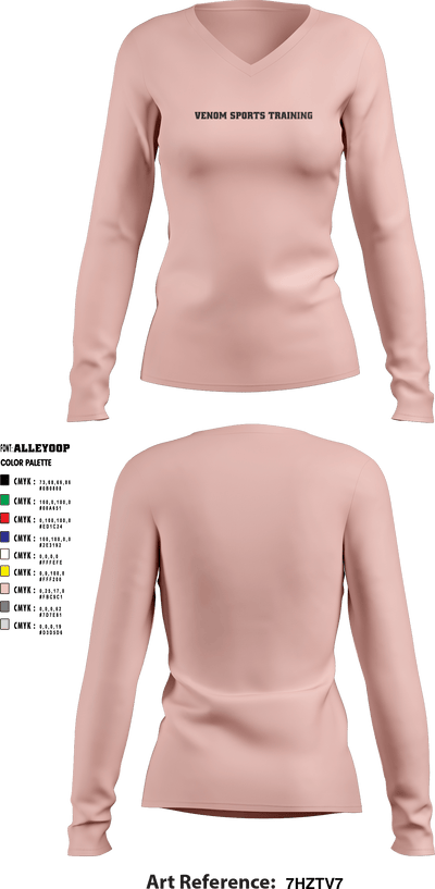 Venom Sports Training 59845358 Women's Long Sleeve V-neck Shirt - 7