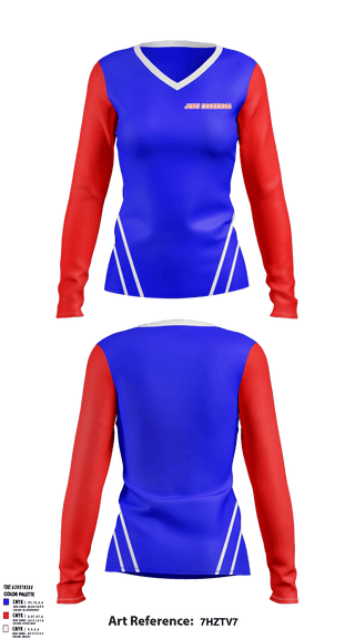 Women's Long Sleeve Vneck Shirt, Jays, Softball, Teamtime, Team time, sublimation, custom sports apparel, team uniforms, spirit wear, spiritwear, sports uniforms, custom shirts, team store, custom team store, fundraiser sports, apparel fundraiser
