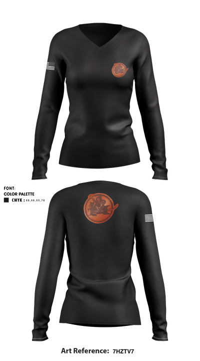 160th 37802004 Women's Long Sleeve V-neck Shirt - 1