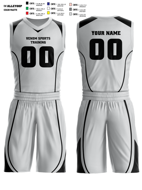 Basketball Uniform, Venom Sports Training, Men's Basketball, Teamtime, Team time, sublimation, custom sports apparel, team uniforms, spirit wear, spiritwear, sports uniforms, custom shirts, team store, custom team store, fundraiser sports, apparel fundraiser