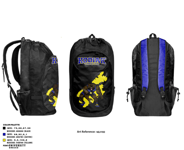 Gear Bag, Kodiak Wrestling Club, Wrestling, Teamtime, Team time, sublimation, custom sports apparel, team uniforms, spirit wear, spiritwear, sports uniforms, custom shirts, team store, custom team store, fundraiser sports, apparel fundraiser