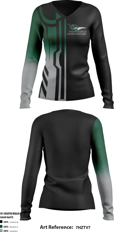 College of DuPage Alumni 35400336 Women's Long Sleeve V-neck Shirt - 1